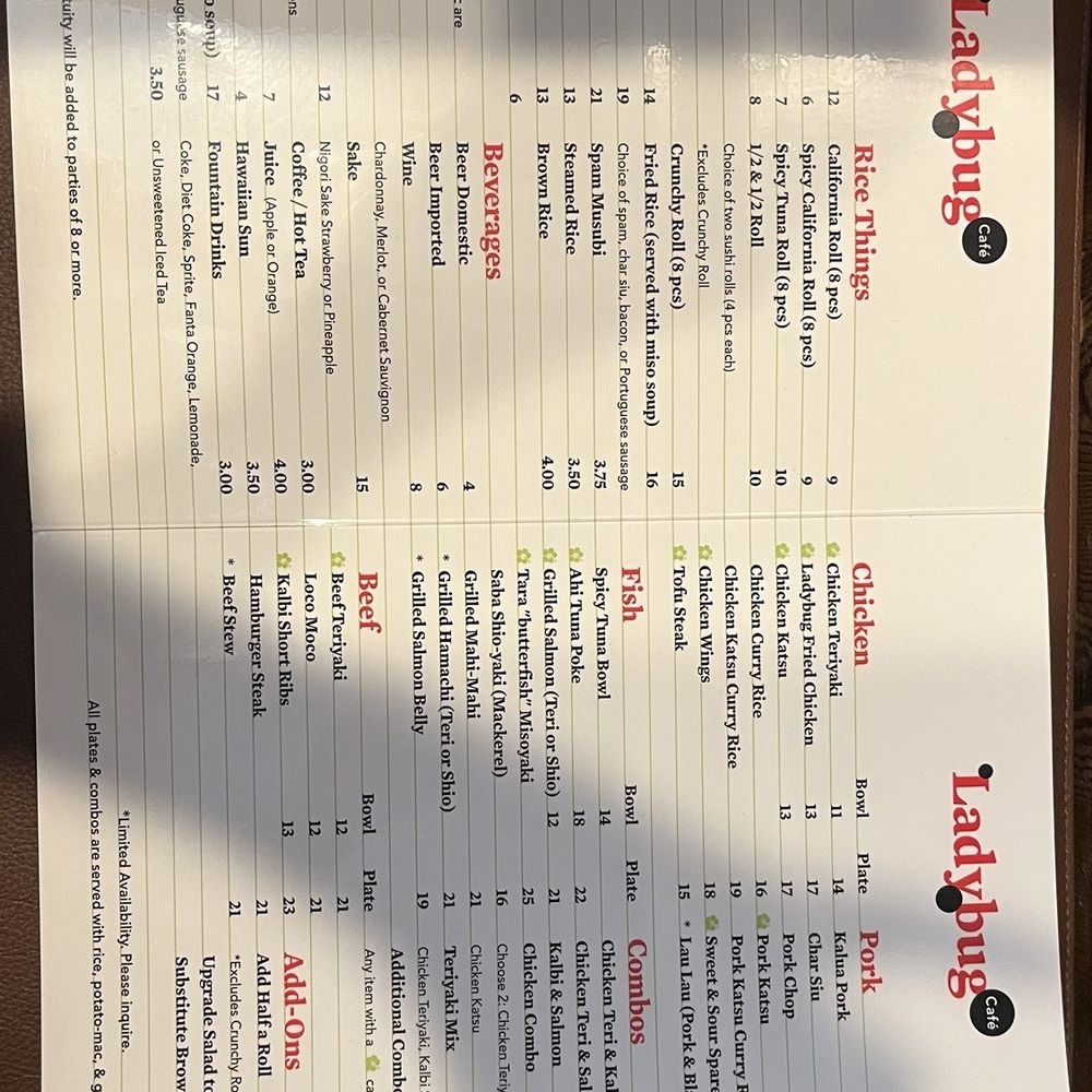 Ladybug Café - Menus1-2 - Japanese Near Me - Gardena, California Ladybug Café - Menus1-2 - Japanese Near Me - Gardena, California