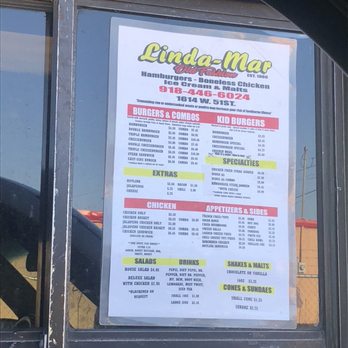 Linda Mar Drive-In - Menu posted at drive through window - Burgers Near Me - Tulsa, Oklahoma Linda Mar Drive-In - Menu posted at drive through window - Burgers Near Me - Tulsa, Oklahoma
