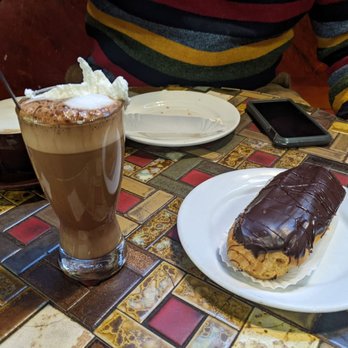 Caffe Trieste - Caffe Fantasia (mocha with almond syrup) and an eclair - Cafes Near Me - San Francisco, California