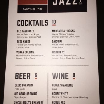 Jazz TX - Happy hour menu 5:300-7:30 pm daily - Southern Near Me - San Antonio, Texas Jazz TX - Happy hour menu 5:300-7:30 pm daily - Southern Near Me - San Antonio, Texas