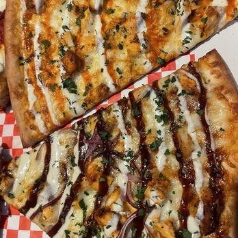 Brooklyn Square - Buffalo Chicken Pizza  and BBQ Chicken Pizza slices - Pizza Near Me - Downey, California