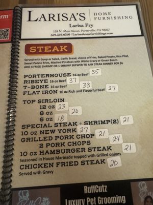 Menu photo 1 The Cellar Steakhouse Porterville, CA Menu photo 1 The Cellar Steakhouse Porterville, CA