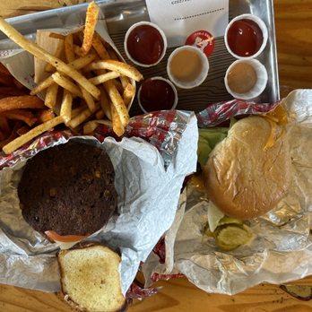 Hat Creek Burger Company - Veggie and dbl cheese - Burgers Near Me - Round Rock, Texas
