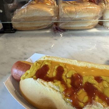 Glizzy’s - Plain with cheese mustard and ketchup - Hot Dogs Near Me - New York, New York