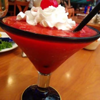 Los Compadres - Strawberry Margarita with whipped cream and cherry on top - Mexican Near Me - Long Beach, California Los Compadres - Strawberry Margarita with whipped cream and cherry on top - Mexican Near Me - Long Beach, California