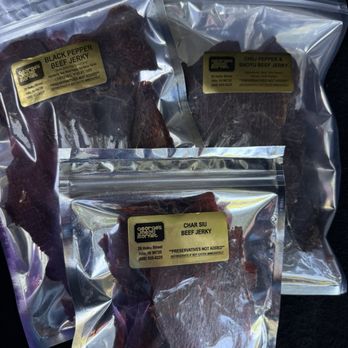 George's Meat Market - Crispy beef jerky. Black Pepper, Char Siu, Chili Pepper Shoyu. - Meat Shops Near Me - Hilo, Hawaii