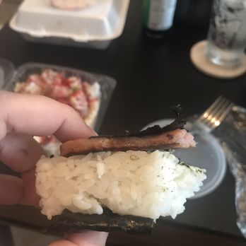 Hawaii Nei Cafe - Musubi. Very thin piece of spam to rice ratio but still tasty. - Hawaiian Near Me - San Marcos, Texas Hawaii Nei Cafe - Musubi. Very thin piece of spam to rice ratio but still tasty. - Hawaiian Near Me - San Marcos, Texas