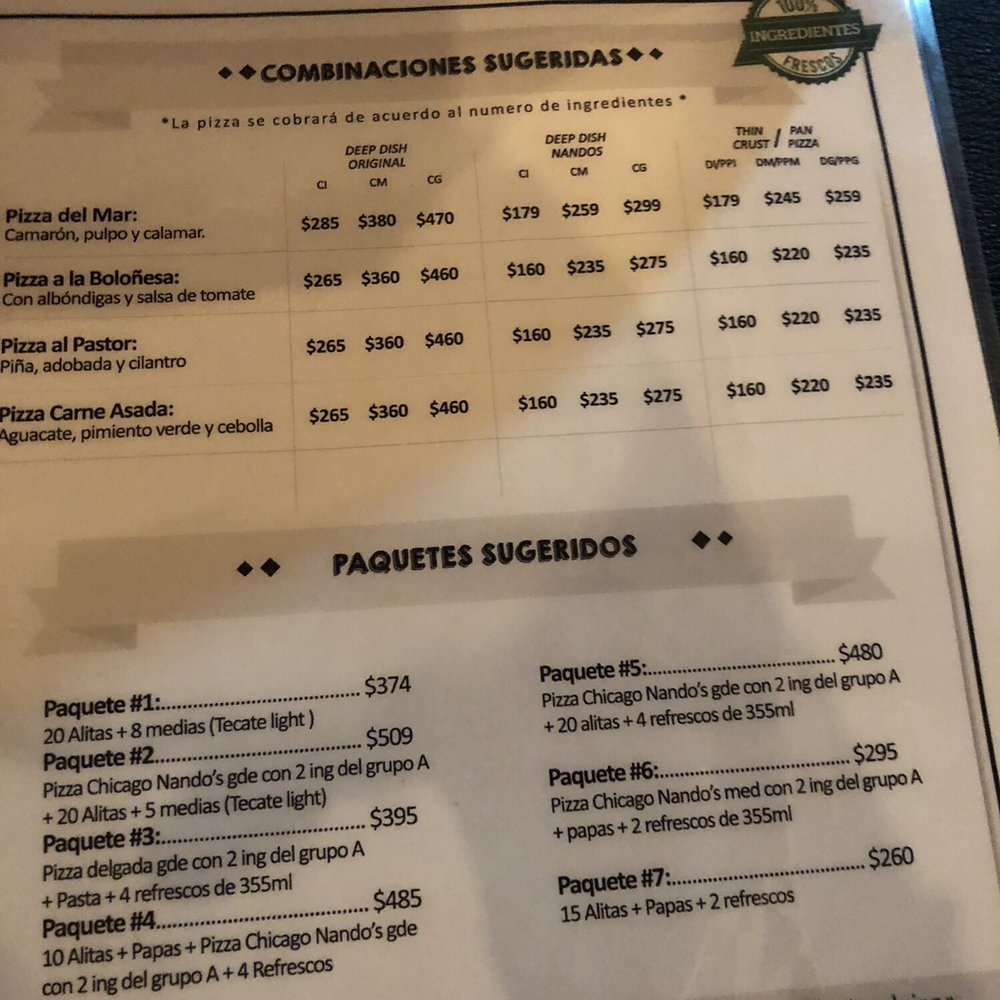 Nando's - Menu - Pizza Near Me - Mazatlán, SIN Nando's - Menu - Pizza Near Me - Mazatlán, SIN