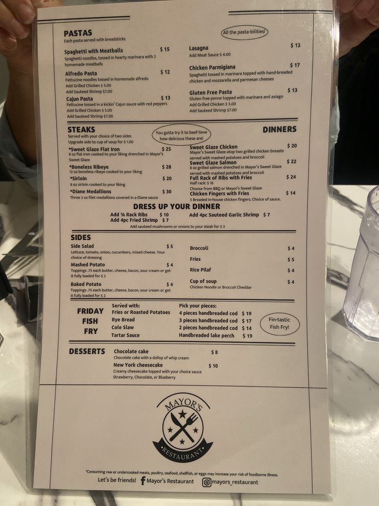 Food from Mayor’s Restaurant