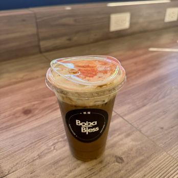 Boba Bless - Banana Cold Foam Hojicha - Tea Rooms Near Me - San Mateo, California Boba Bless - Banana Cold Foam Hojicha - Tea Rooms Near Me - San Mateo, California