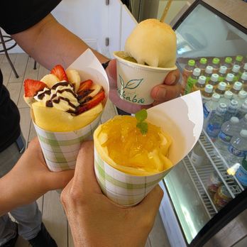 Wakaba Crepe - Yuzu cream cheese, banana strawberry, mochi ice cream. - Creperies Near Me - Torrance, California