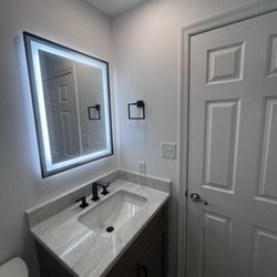 Skrat Painting & More - Painted bathroom walls, ceiling, door and door trim.