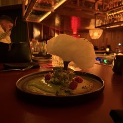 888 - Raspberry & White Chocolate Mousse w/ matcha & cotton candy