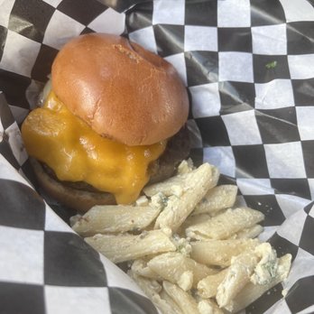 SmacNally's - Cheeseburger and pasta salad - Seafood Near Me - Ocracoke, North Carolina