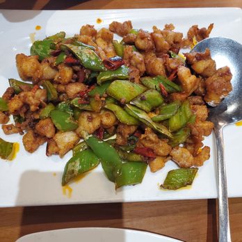 Frying Fish - Dry Cooked Chicken Sichuan Style - Szechuan Near Me - Bellevue, Washington Frying Fish - Dry Cooked Chicken Sichuan Style - Szechuan Near Me - Bellevue, Washington