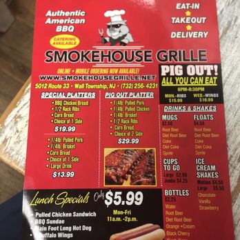 SmokeHouse Grille - Front of menu - Southern Near Me - Wall Township, New Jersey SmokeHouse Grille - Front of menu - Southern Near Me - Wall Township, New Jersey