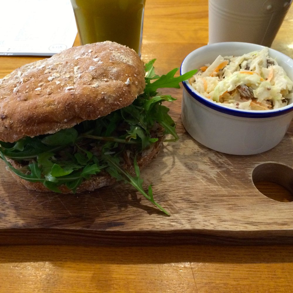 Bloom - Holy Mackerel - shredded smoked mackerel with lemon and black pepper on a bed of rocket, with a drizzle of balsamic vinegar - Coffee & Tea Near Me - Nantwich, CHE
