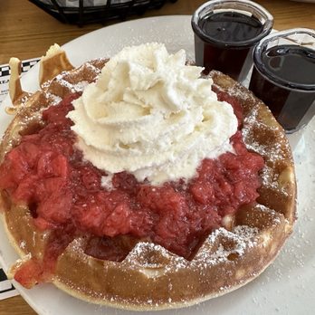 Kickback Jack's - 1 Belgian Waffle with Chilled Strawberry & Nutella :-9 - American Near Me - Rancho Cucamonga, California Kickback Jack's - 1 Belgian Waffle with Chilled Strawberry & Nutella :-9 - American Near Me - Rancho Cucamonga, California