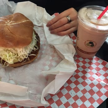 Katsu Burger - A Katsu burger with chocolate milkshake. - Japanese Near Me - Bellevue, Washington Katsu Burger - A Katsu burger with chocolate milkshake. - Japanese Near Me - Bellevue, Washington