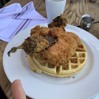 Crave Kitchen and Bar - Chicken and waffle with a chili - New American Near Me - El Paso, Texas