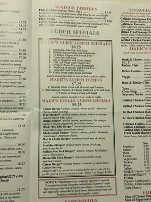 Menu photo 7 Mario's Northend Pizzaria Westerly, RI
