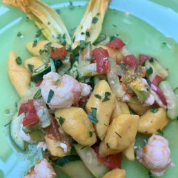 Pumpkin gnocchi with scampi Pumpkin gnocchi with scampi