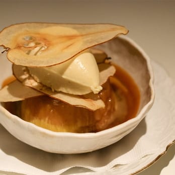 ABC Kitchen - Pear bread pudding with caramel sauce and pear ice cream. - Breakfast & Brunch Near Me - New York, New York ABC Kitchen - Pear bread pudding with caramel sauce and pear ice cream. - Breakfast & Brunch Near Me - New York, New York