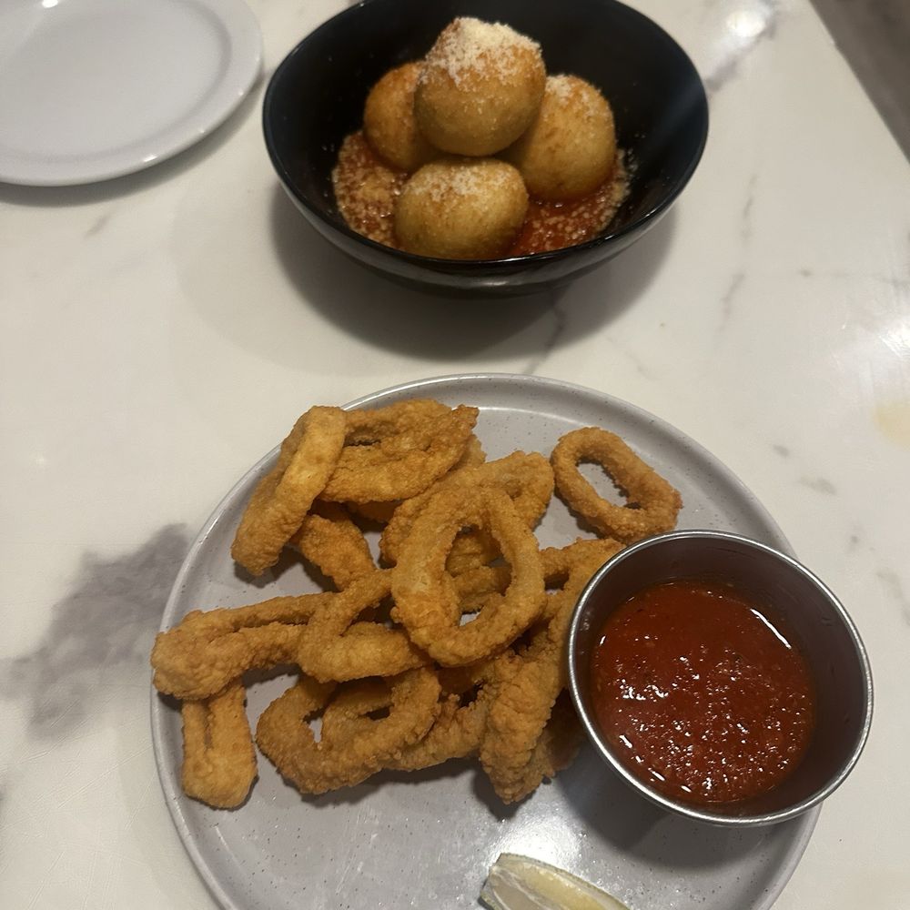 Fried Calamari and arancini Fried Calamari and arancini