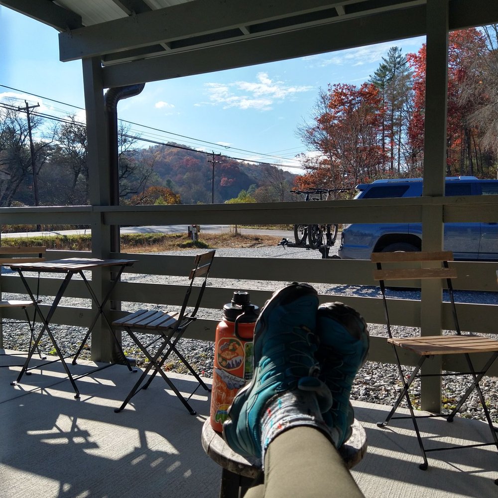 Perfect view of the nearby hills from the wrap around porch - plenty of outdoor and indoor seating. Perfect view of the nearby hills from the wrap around porch - plenty of outdoor and indoor seating.