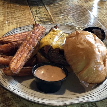 Grub Durham - TREYmendous Burger w/ sweet potato fries - Southern Near Me - Durham, North Carolina Grub Durham - TREYmendous Burger w/ sweet potato fries - Southern Near Me - Durham, North Carolina