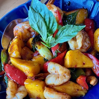 Bay View Thai Kitchen - Stir Fry Mango Special with shrimp, basil, red and green peppers, and cashews (spicy)... Simply amazing!!! - Thai Near Me - Depoe Bay, Oregon Bay View Thai Kitchen - Stir Fry Mango Special with shrimp, basil, red and green peppers, and cashews (spicy)... Simply amazing!!! - Thai Near Me - Depoe Bay, Oregon
