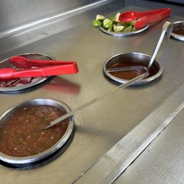 Salsa bar small but good Salsa bar small but good