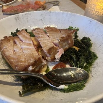 Teleferic Barcelona - Burrata Bowl with added tuna - Spanish Near Me - San Diego, California Teleferic Barcelona - Burrata Bowl with added tuna - Spanish Near Me - San Diego, California