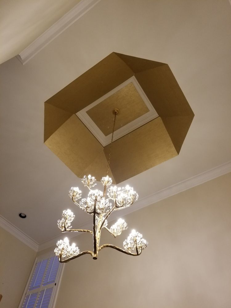 Gold Caulk Wallpaper In A Tray Ceiling 24 Feet Up Yelp