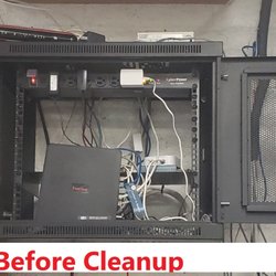 Lazer IT Consultants - Before a old rack network cleanup. We do low voltage and infrastructure upgrades.