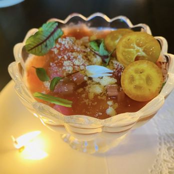 Restaurant Gish - Rhubarb panna cotta - New American Near Me - Santa Clara, California