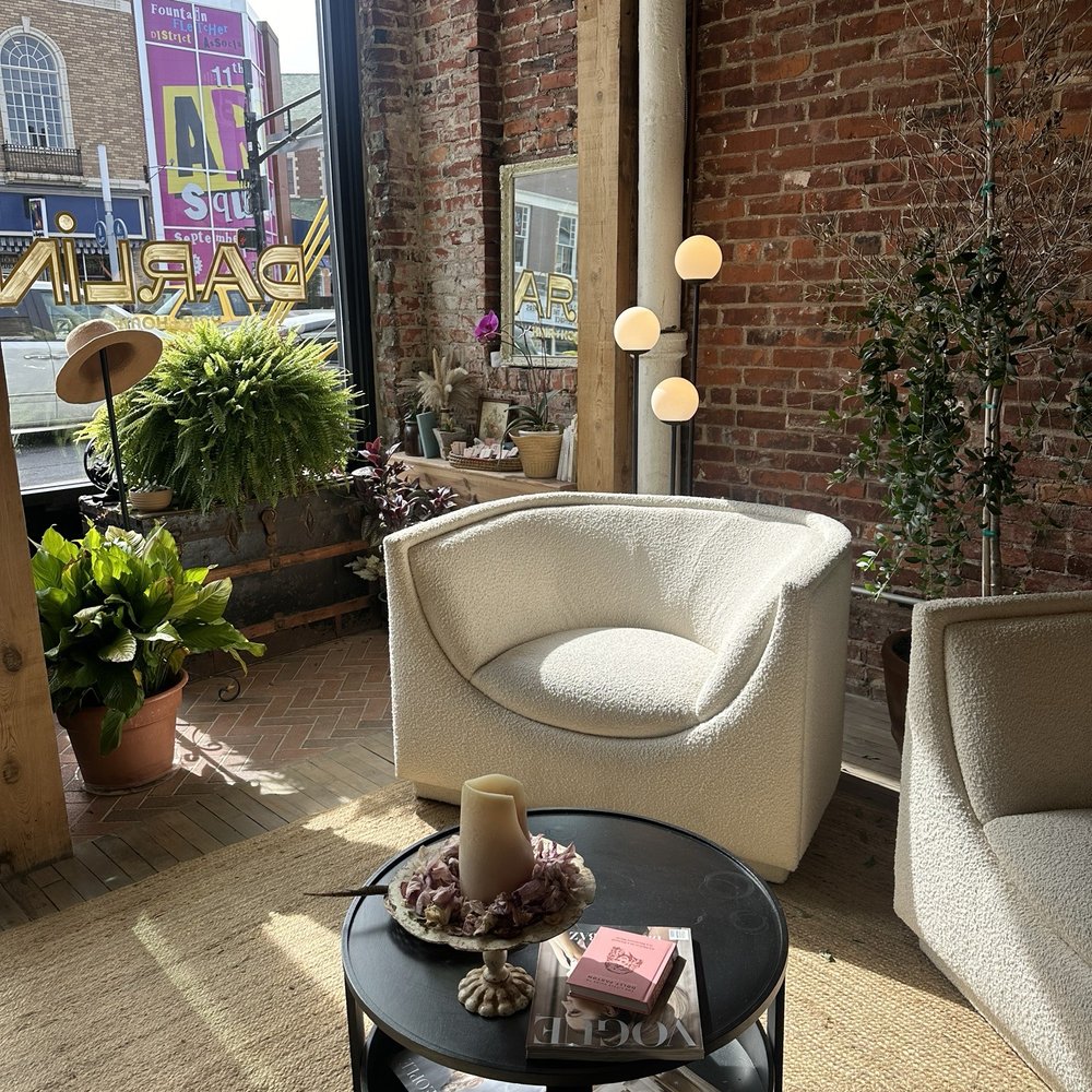 Darlin' Hair+Home - Entry seating area - gorgeous! - Hair Salons Near Me - Indianapolis, Indiana