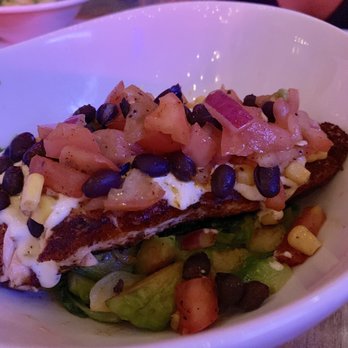 The Bronx Public - Bold Spice~ ('Blackened Salmon': Black Bean Salsa & Chimichurri Aioli On Brussel Sprouts)- Very Tasty! - Sports Bars Near Me - Bronx, New York