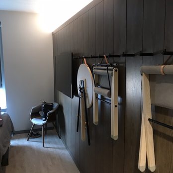 Moxy Denver Cherry Creek - No closet but hooks on the wall - kind of a bummer but also innovative way to use space. - Hotels Near Me - Denver, Colorado