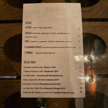 Bouche - Desert menu - French Near Me - San Francisco, California