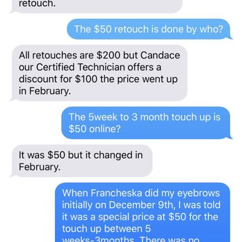 3D Microblading Eyebrows - Screenshot 2/4 of conversation with "customer care" - Permanent Makeup Near Me - Orange, California 3D Microblading Eyebrows - Screenshot 2/4 of conversation with "customer care" - Permanent Makeup Near Me - Orange, California