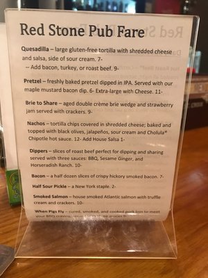 Menu photo 2 Red Stone Pub Simsbury, CT Menu photo 2 Red Stone Pub Simsbury, CT