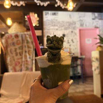 GeekEasy Anime Cafe - Matcha latte with Lion Head ice cube - so cute! I'm pretty sure it was called the green dream! - Cafes Near Me - Portland, Oregon GeekEasy Anime Cafe - Matcha latte with Lion Head ice cube - so cute! I'm pretty sure it was called the green dream! - Cafes Near Me - Portland, Oregon