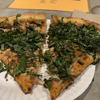 Differential Brewing - Pizza from Curbside Pies with a TON of basil (at my request) ....so good! - Brewpubs Near Me - Albuquerque, New Mexico