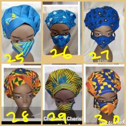 Charles & Cherish African Fashion Home - African print surgical cap and matching face cover