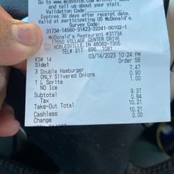 McDonald's - McDonald's receipt