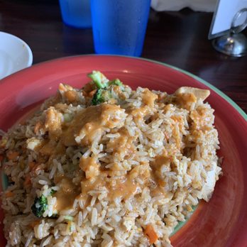 Rice & Spice - Chicken Thai fried rice with panag curry sauce poured over it - Thai Near Me - Oxford, Mississippi Rice & Spice - Chicken Thai fried rice with panag curry sauce poured over it - Thai Near Me - Oxford, Mississippi