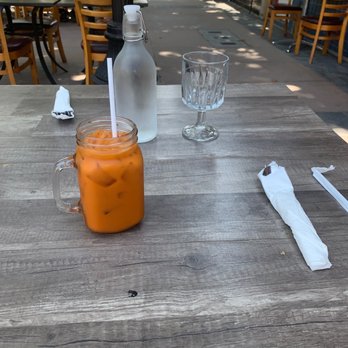 Thai Basil - Outside seating with Thai tea - Thai Near Me - Sunnyvale, California