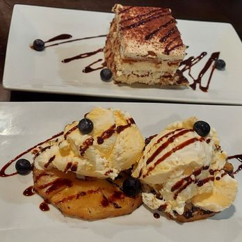 Apres Burger Bistro - Ice cream on pineapple in front, tiramisu in back - Burgers Near Me - Steamboat Springs, Colorado