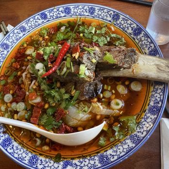Noodle Dynasty - Bone in spicy beef noodle soup - Chinese Near Me - Berkeley, California Noodle Dynasty - Bone in spicy beef noodle soup - Chinese Near Me - Berkeley, California